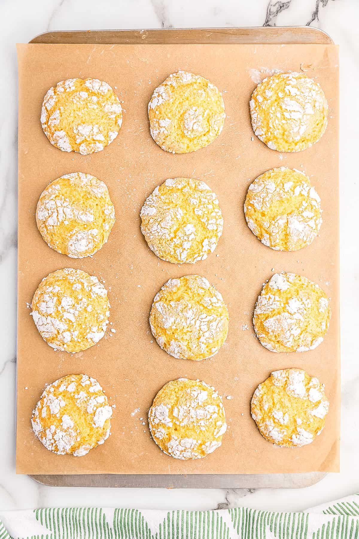 Baking sheet with lemon cool whip cookies