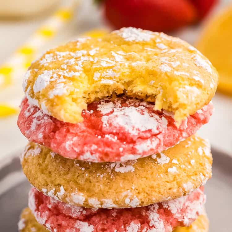 Stack of Cool Whip cookies with a bite out of top cookies