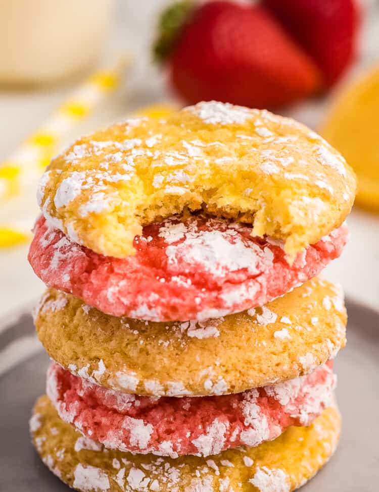 Stack of Cool Whip cookies with a bite out of top cookies