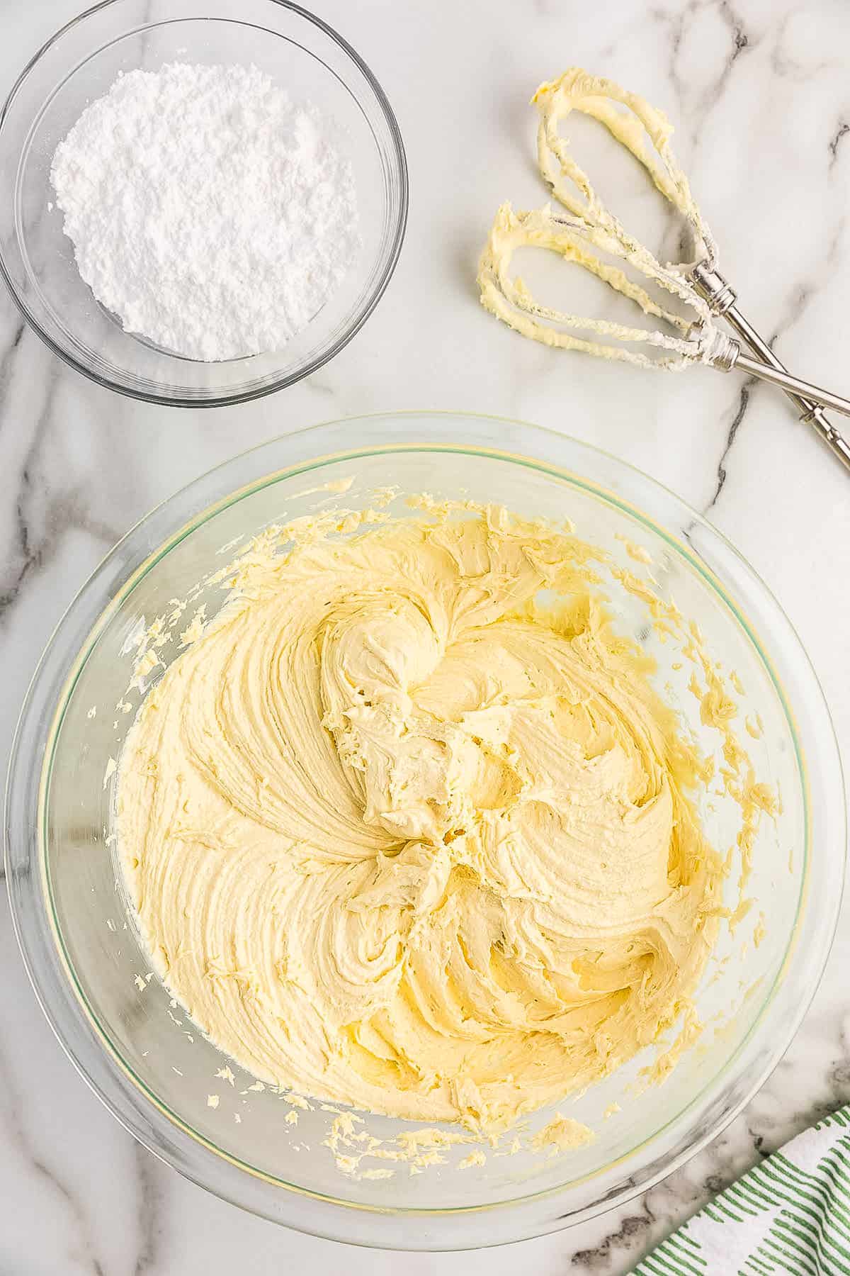 Bowl with lemon cool whip cookie batter
