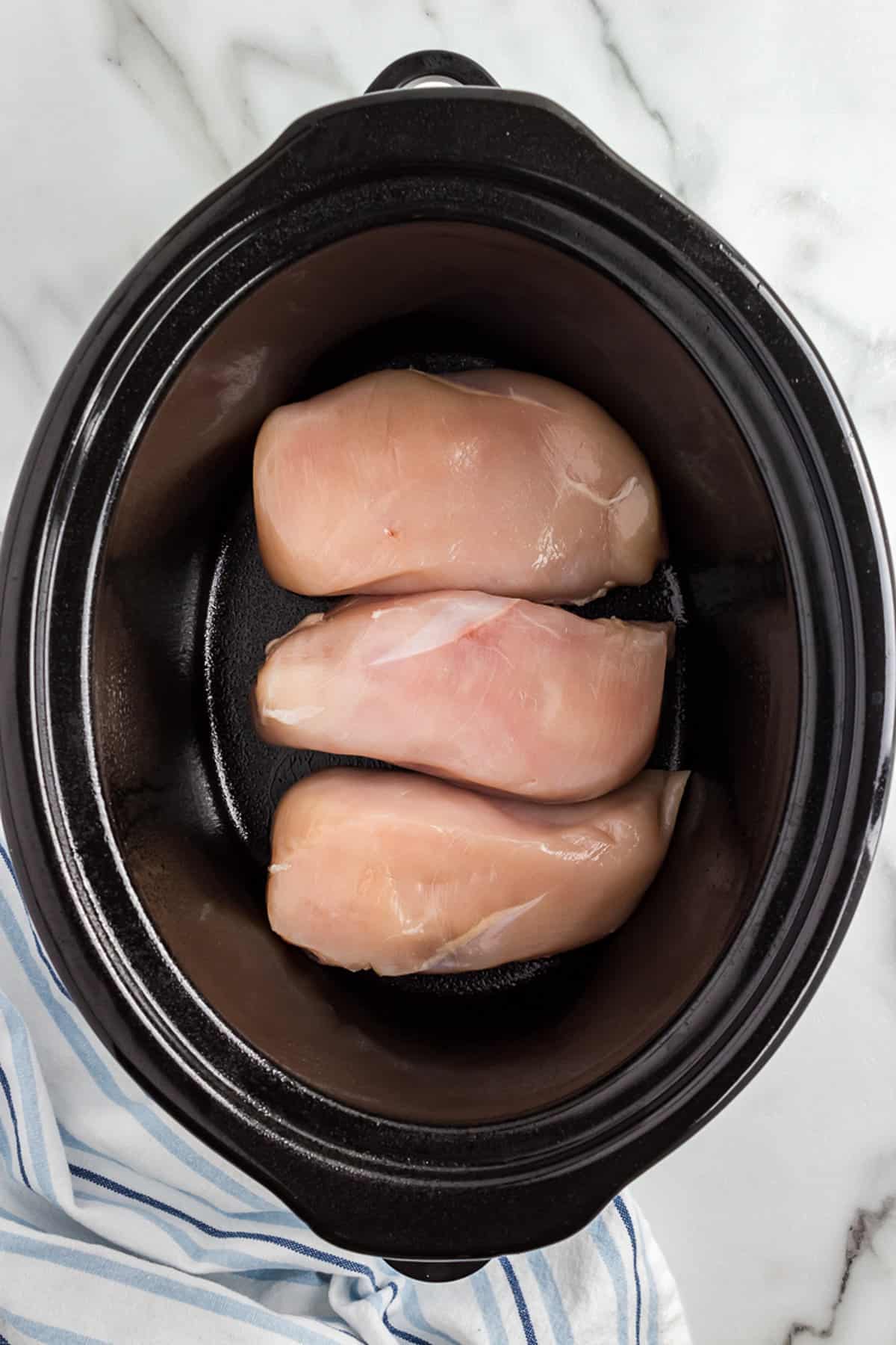 Chicken breasts in black crock pot