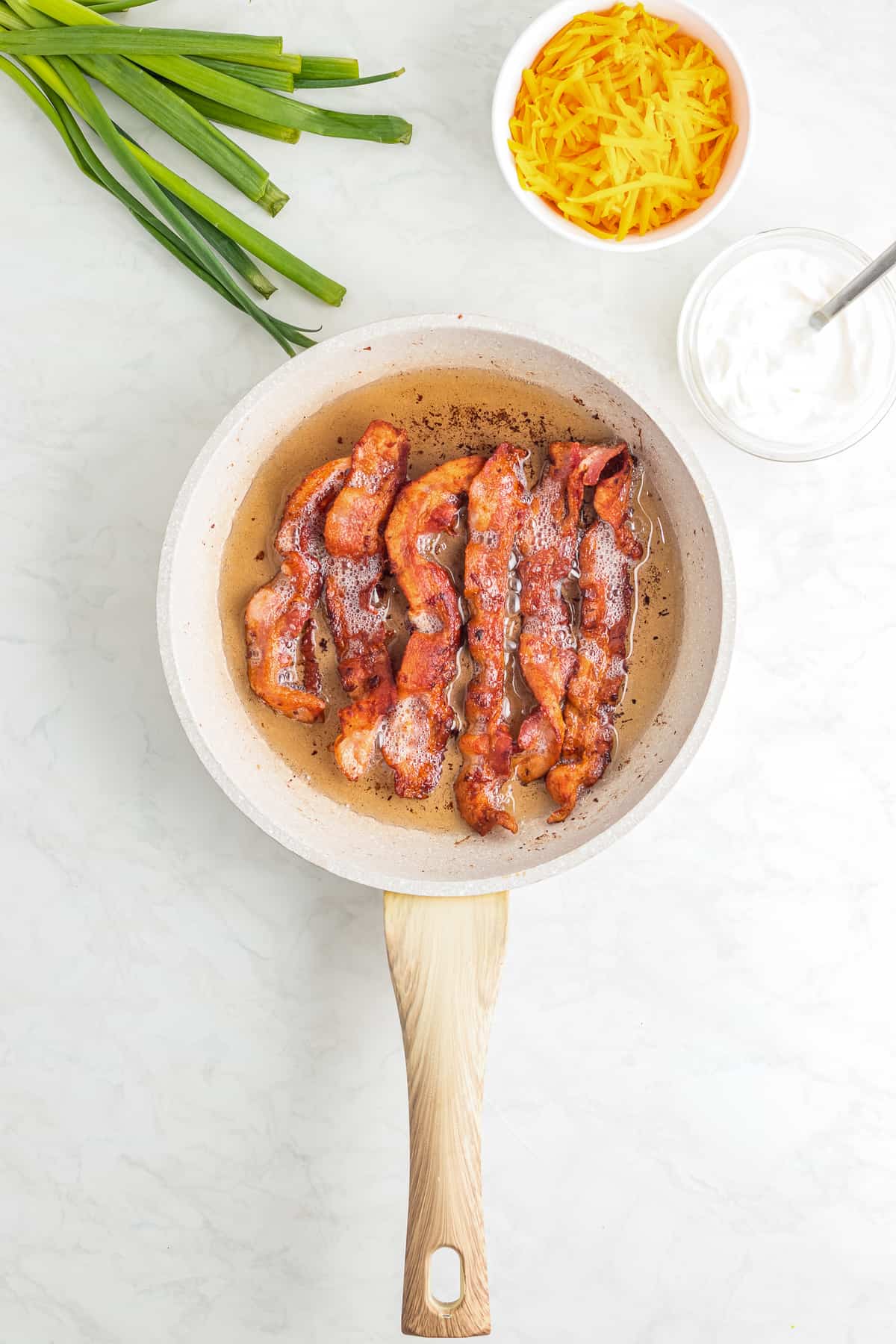 Fried Bacon in skillet