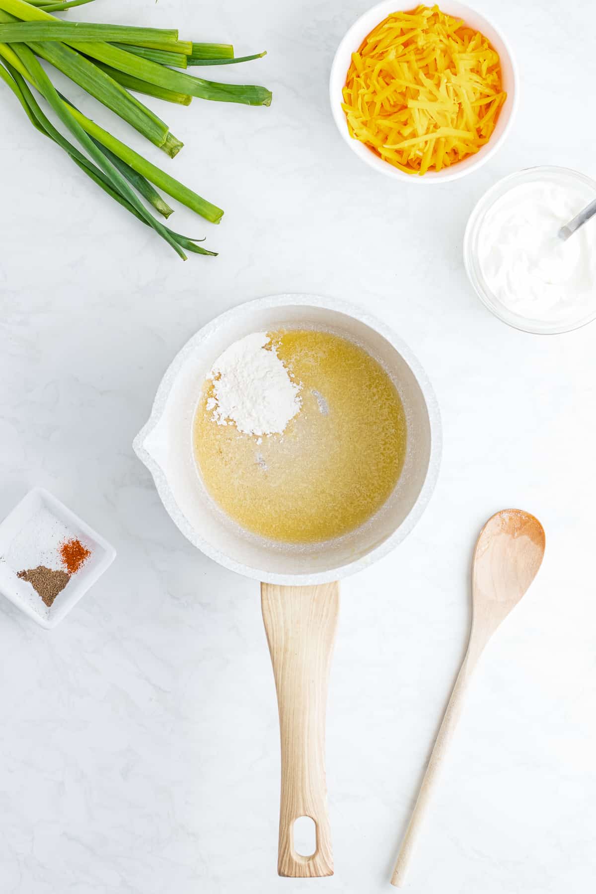 Saucepan with flour and butter