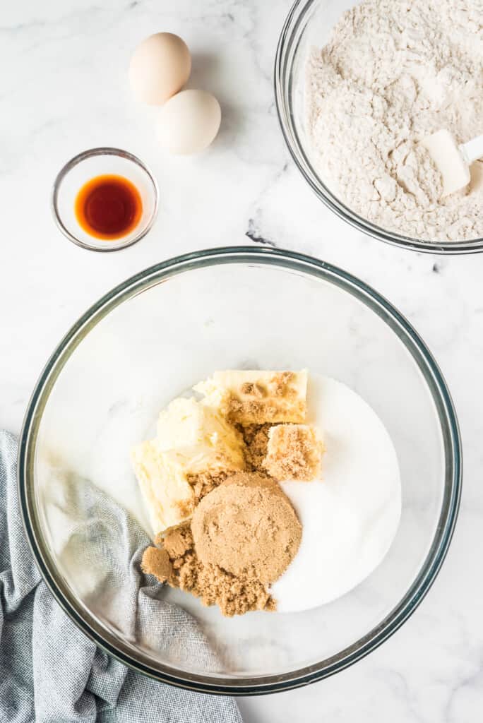 Ingredients for Cookies in mixing bowl