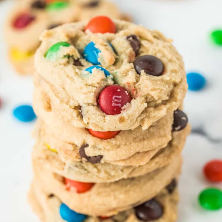 Stack of M&M Cookies