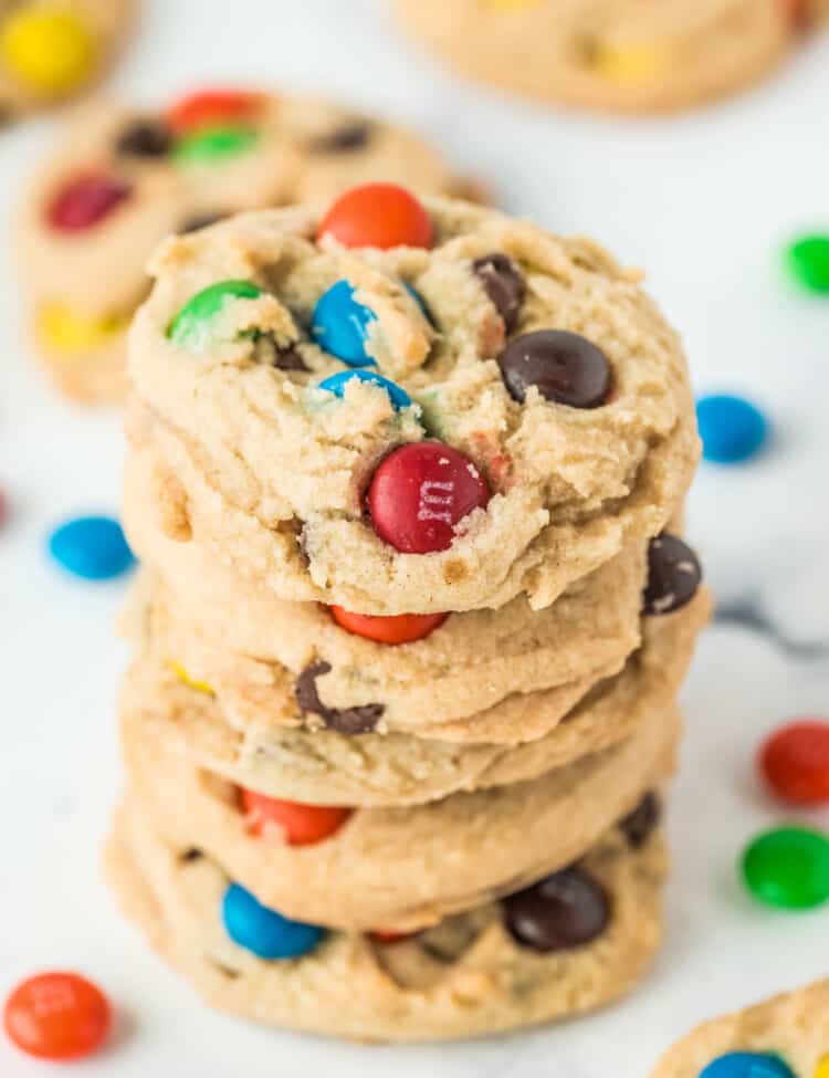 Stack of M&M Cookies