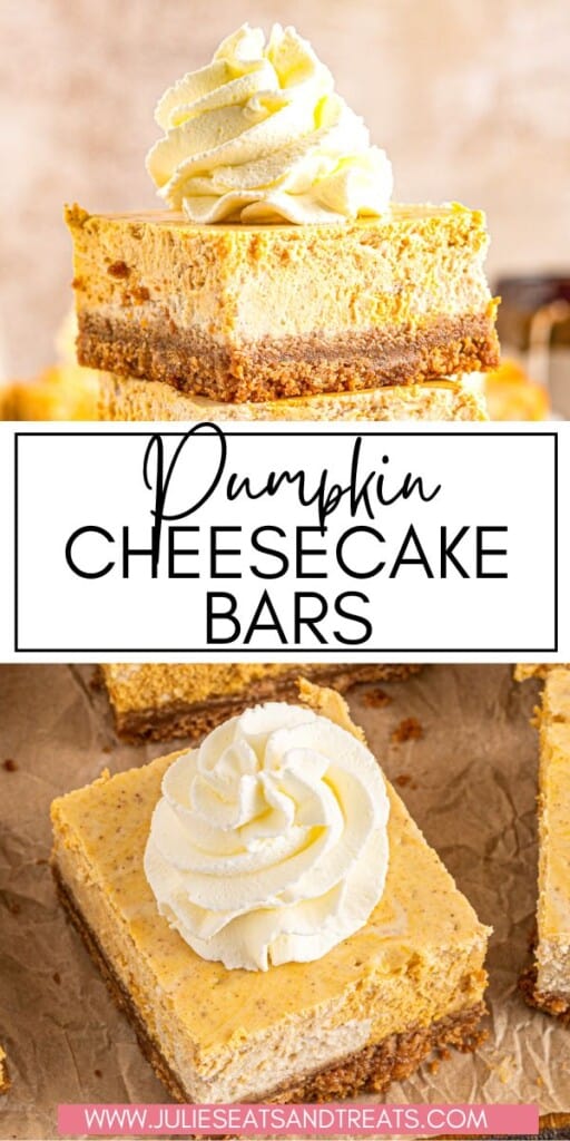 Pumpkin Cheesecake Bars JET Pinterest Image