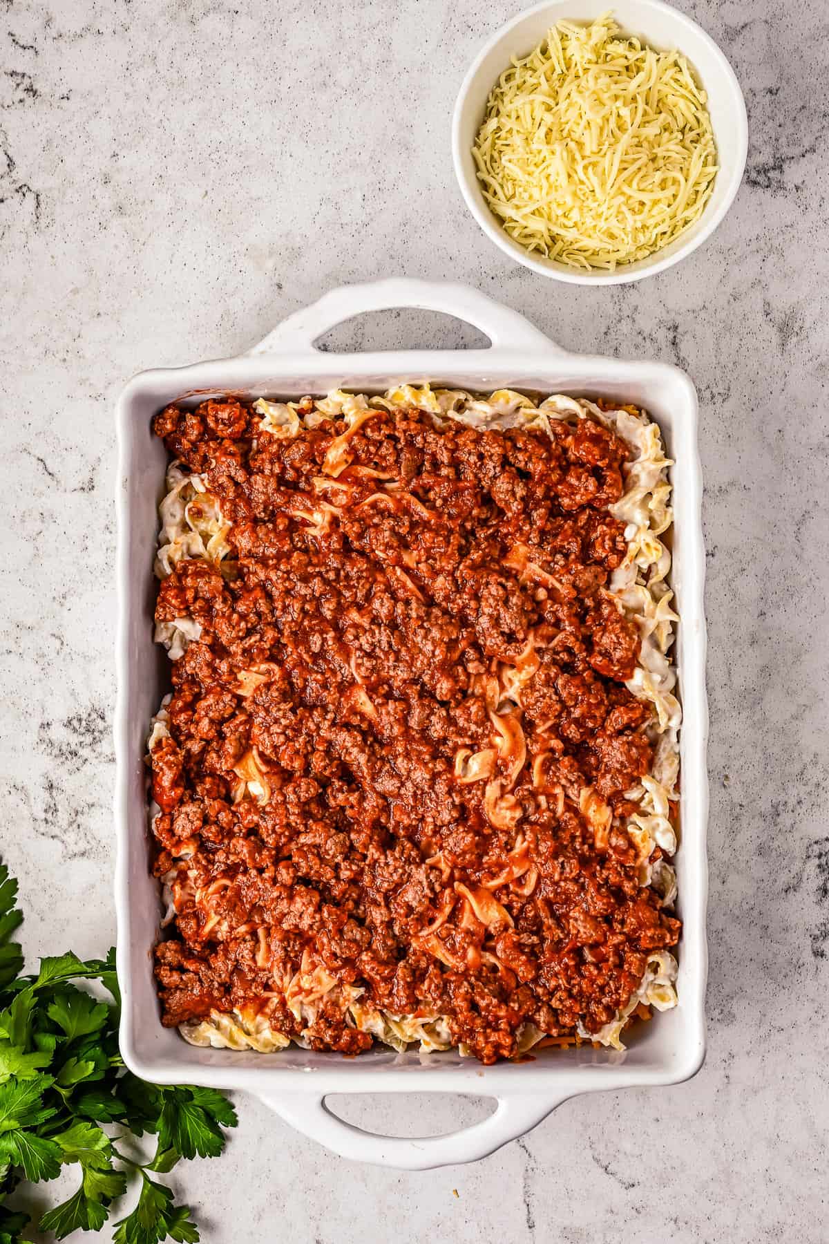 Meat sauce in casserole