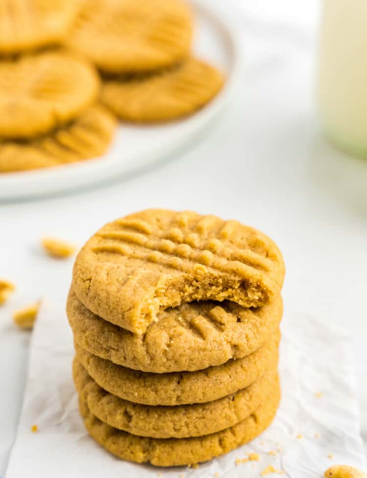3 Ingredient Peanut Butter Cookies Stack