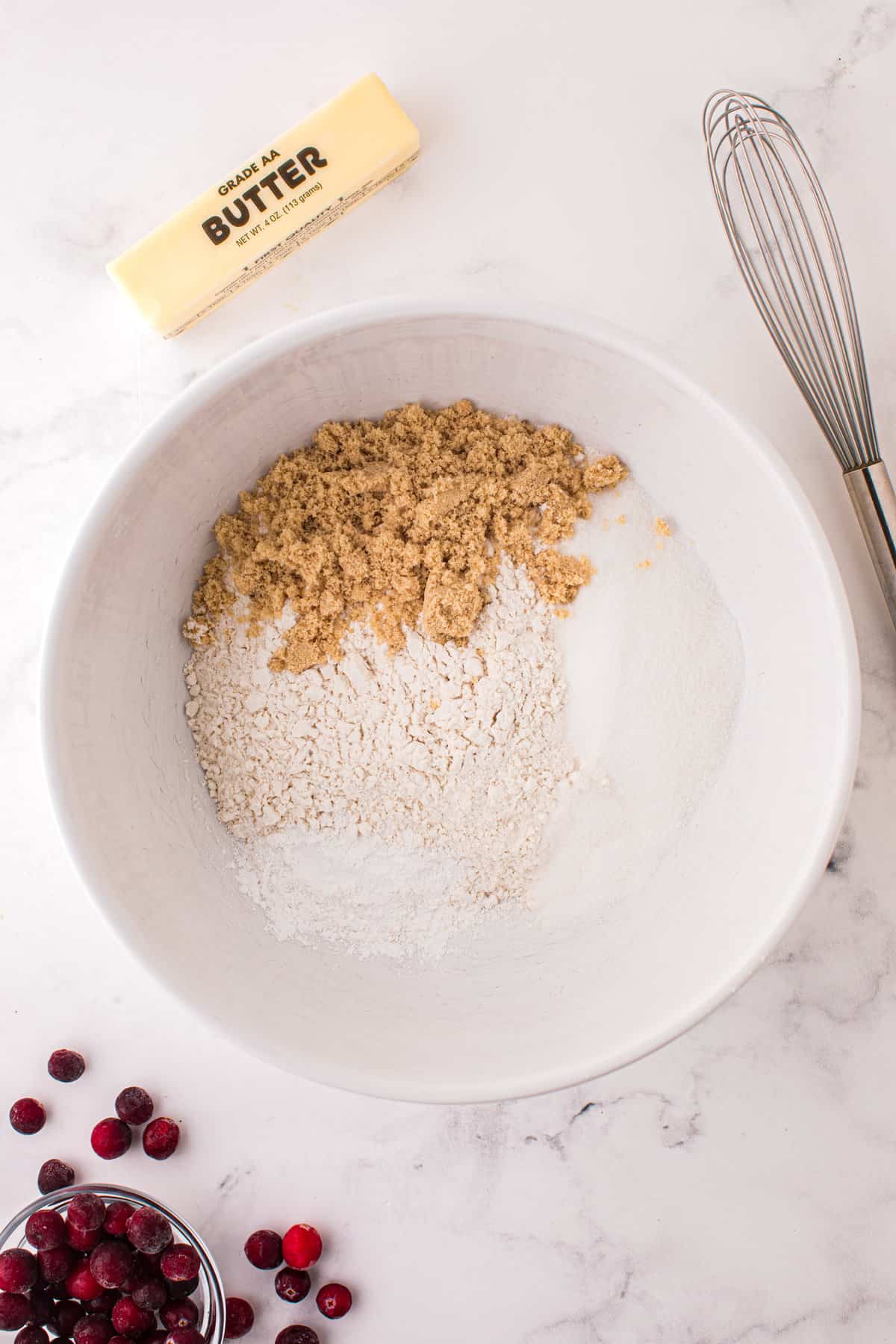 Dry ingredients for scones before mixing