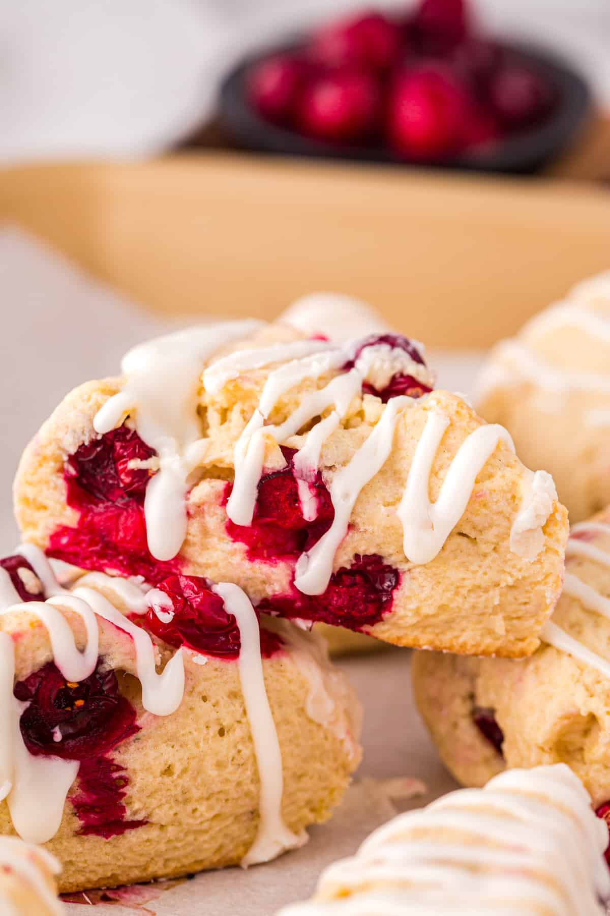 Cranberry Scones stacked together