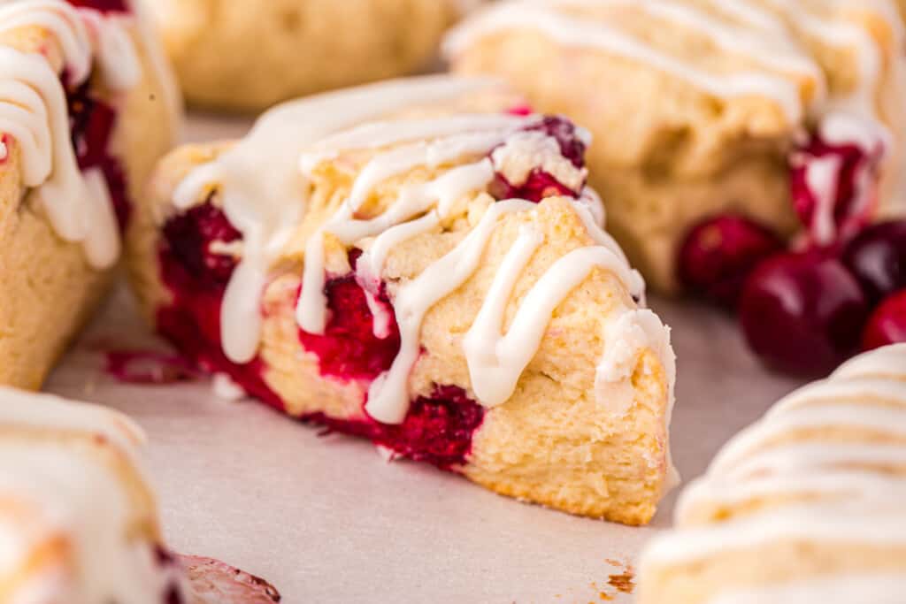 Cranberry Scone with vanilla glaze