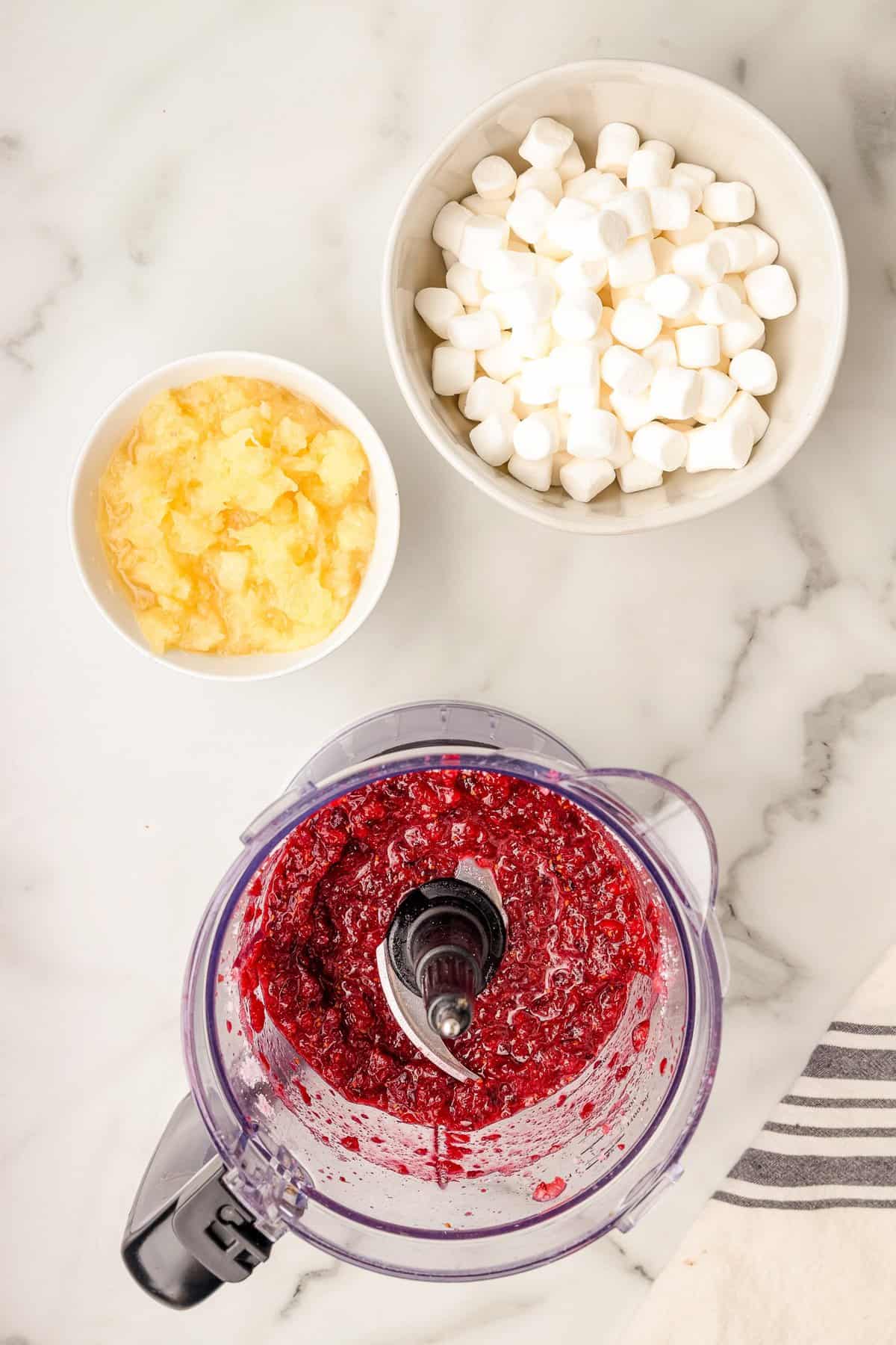 Food processor with minced cranberries