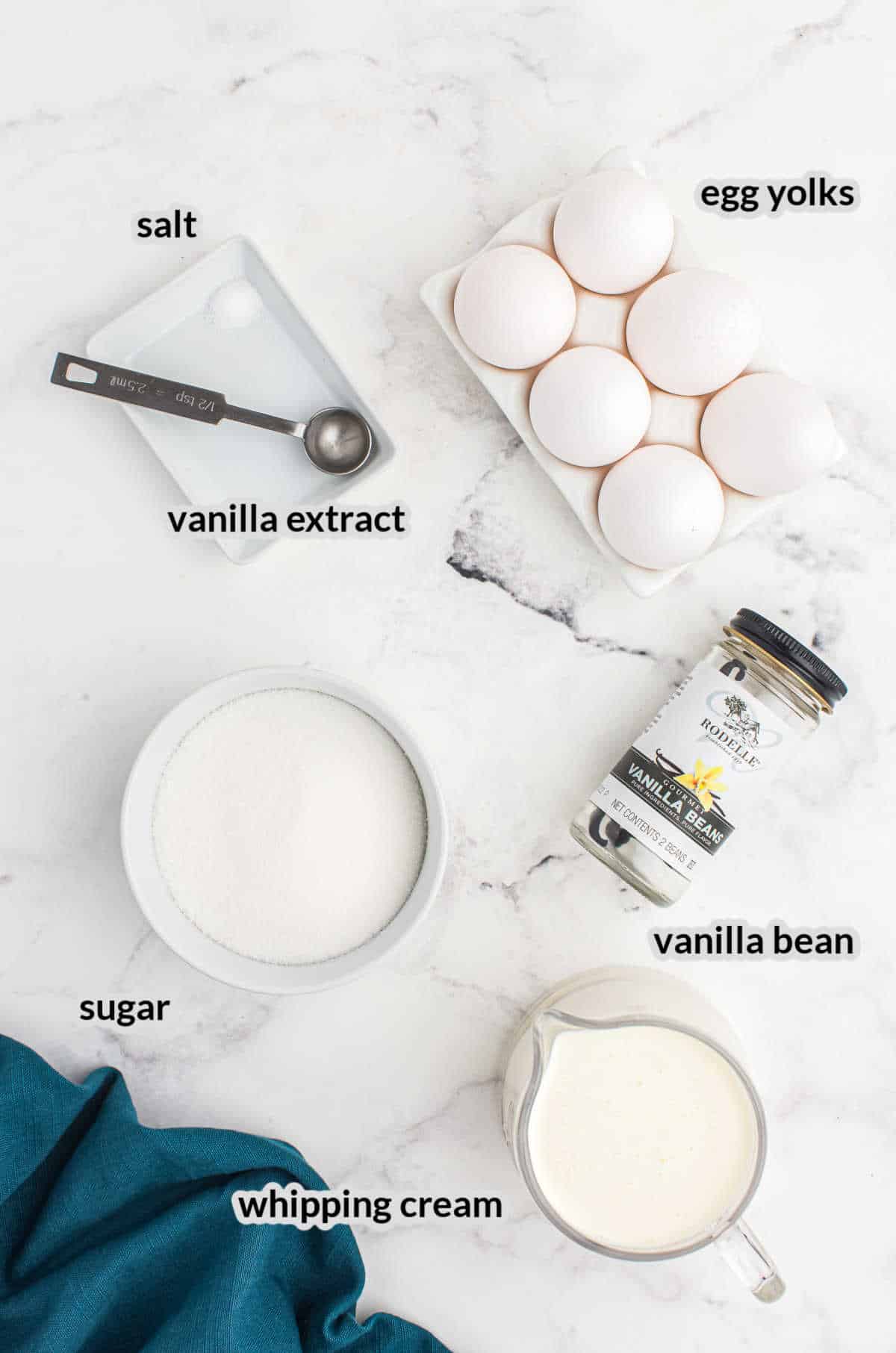 Overhead image of Creme Brulee Ingredients