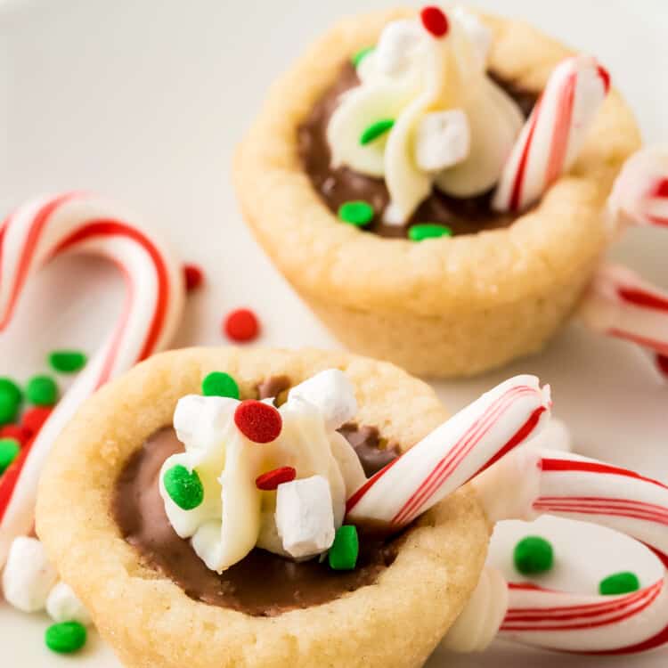 Hot Chocolate Cookie Cups on white plate
