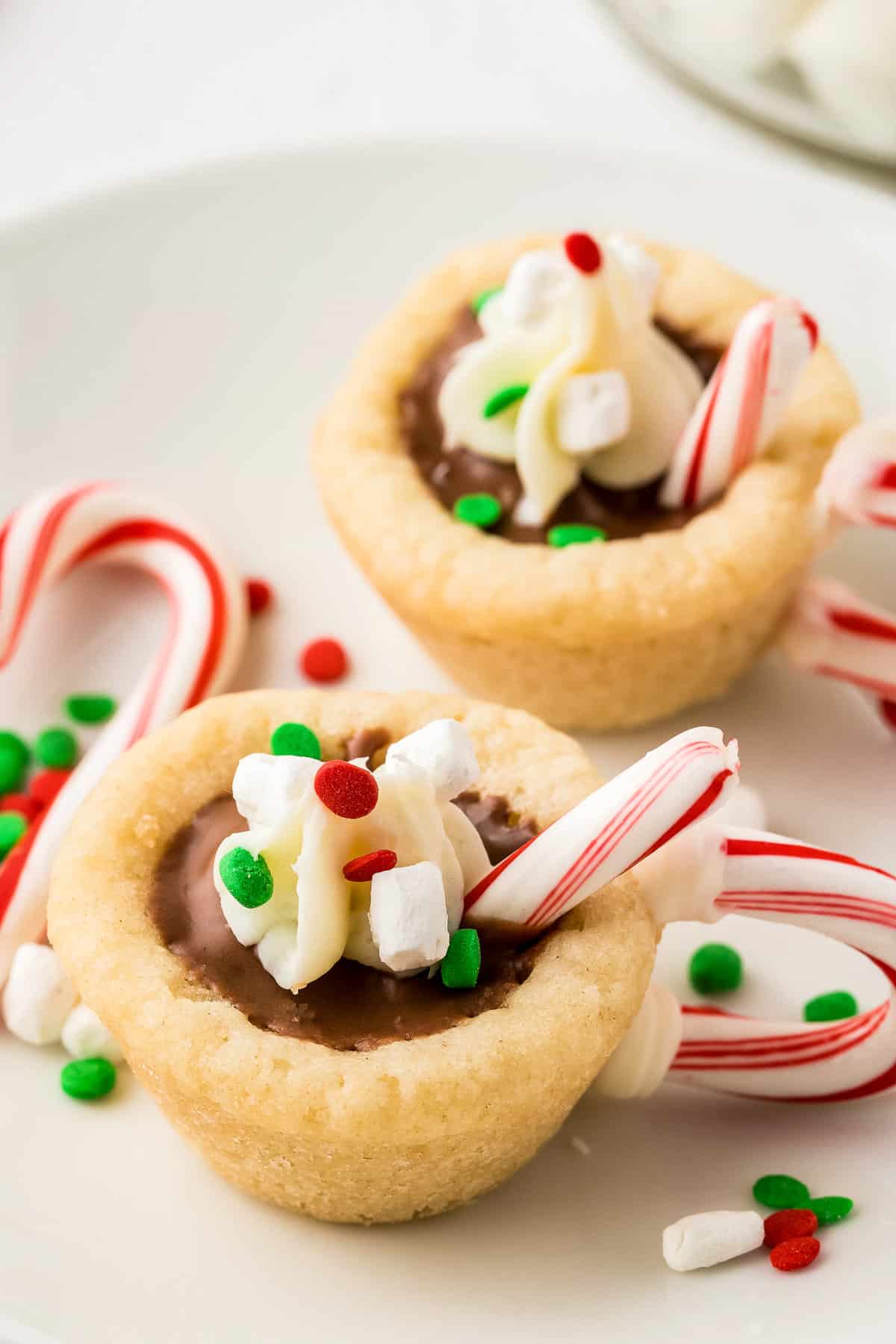 Hot Chocolate Cookie Cups on white plate