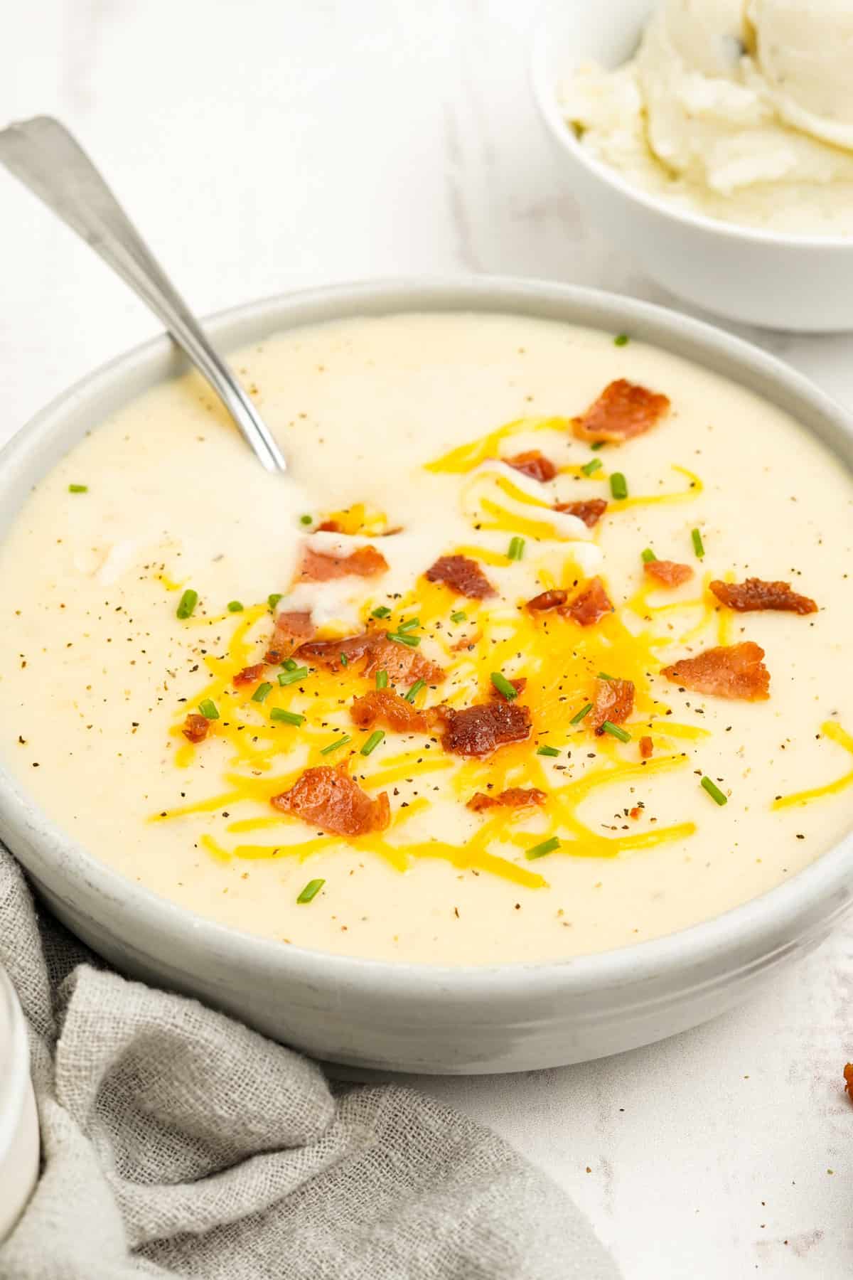 Mashed Potato Soup in a bowl