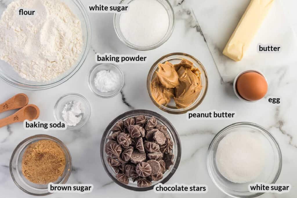 Overhead image of Peanut Butter Blossom Ingredients