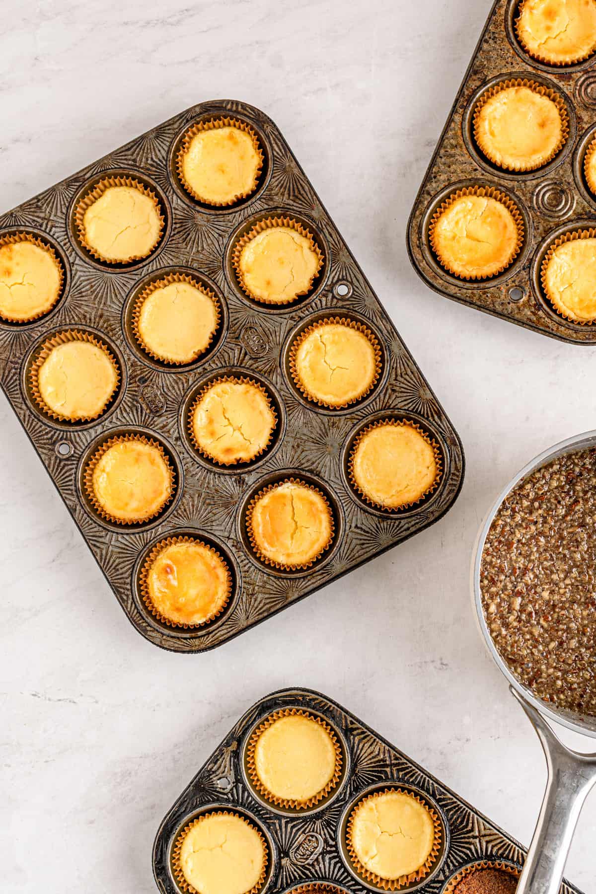 Baked mini cheesecakes in mini muffin pan