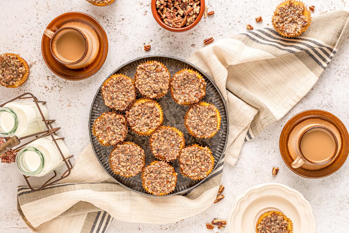 Mini Pecan Pie Cheesecakes on plate