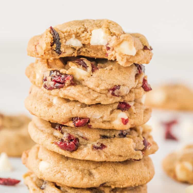 Stack of White Chocolate Cranberry Cookies