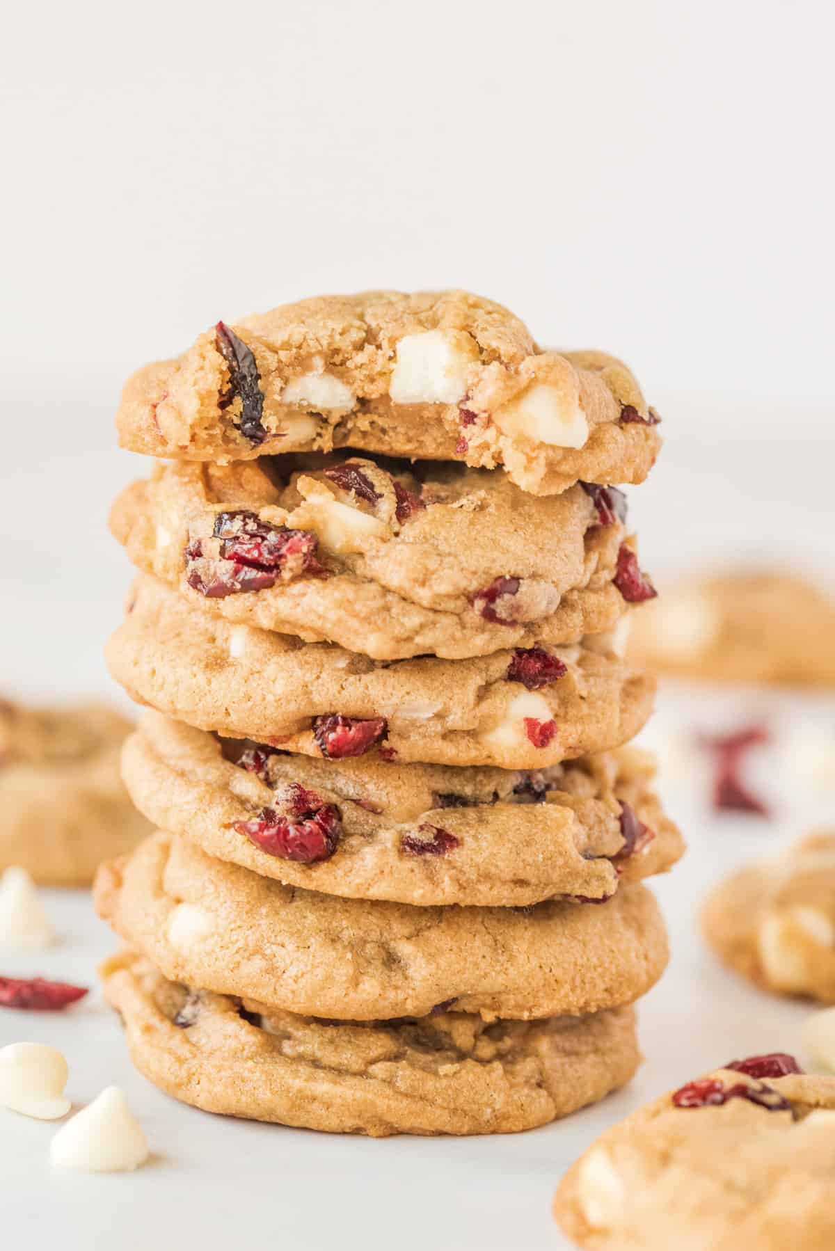 Stack of White Chocolate Cranberry Cookies