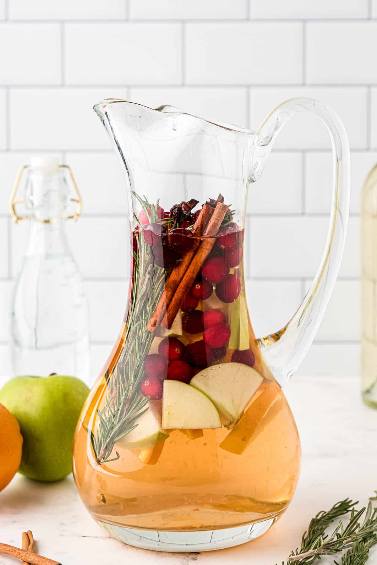 White Sangria Christmas recipe in pitcher