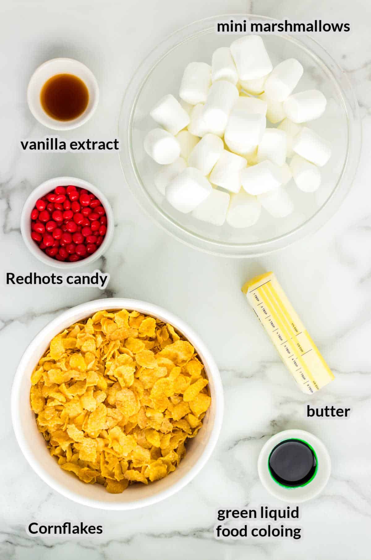 Overhead image of Cornflake Wreath Ingredients