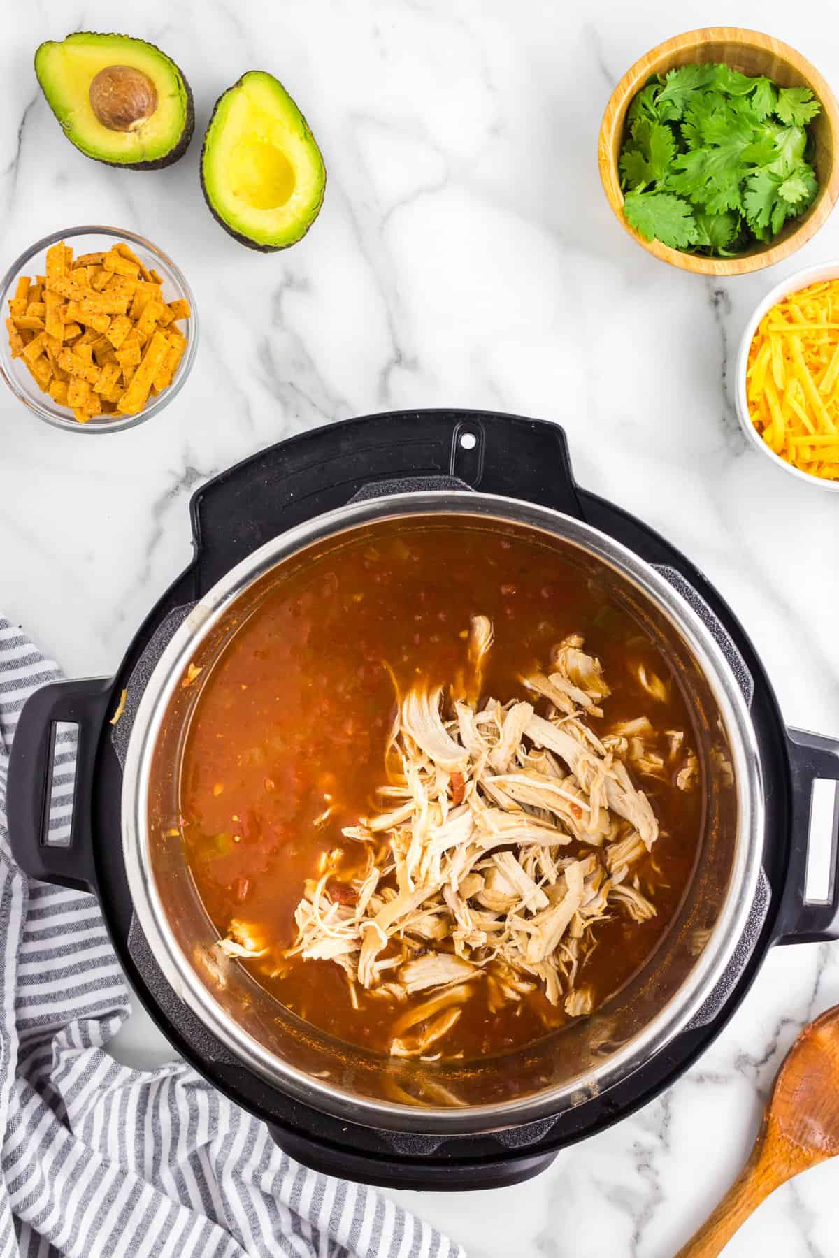 Easy Slow Cooker Chicken Taco Soup (No Chopping) + Video