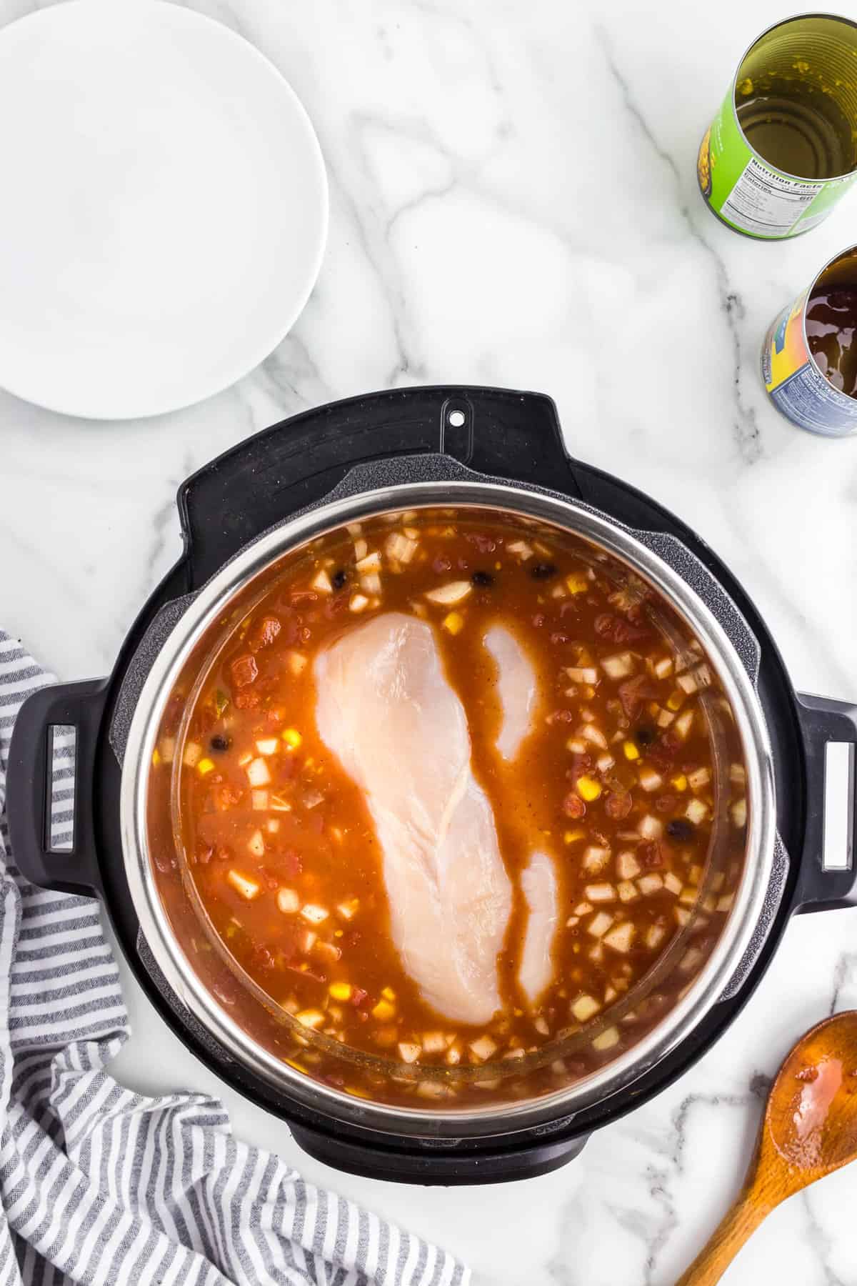 Instant Pot Recipe for Chicken Taco Soup with Boneless Chicken Breasts Added