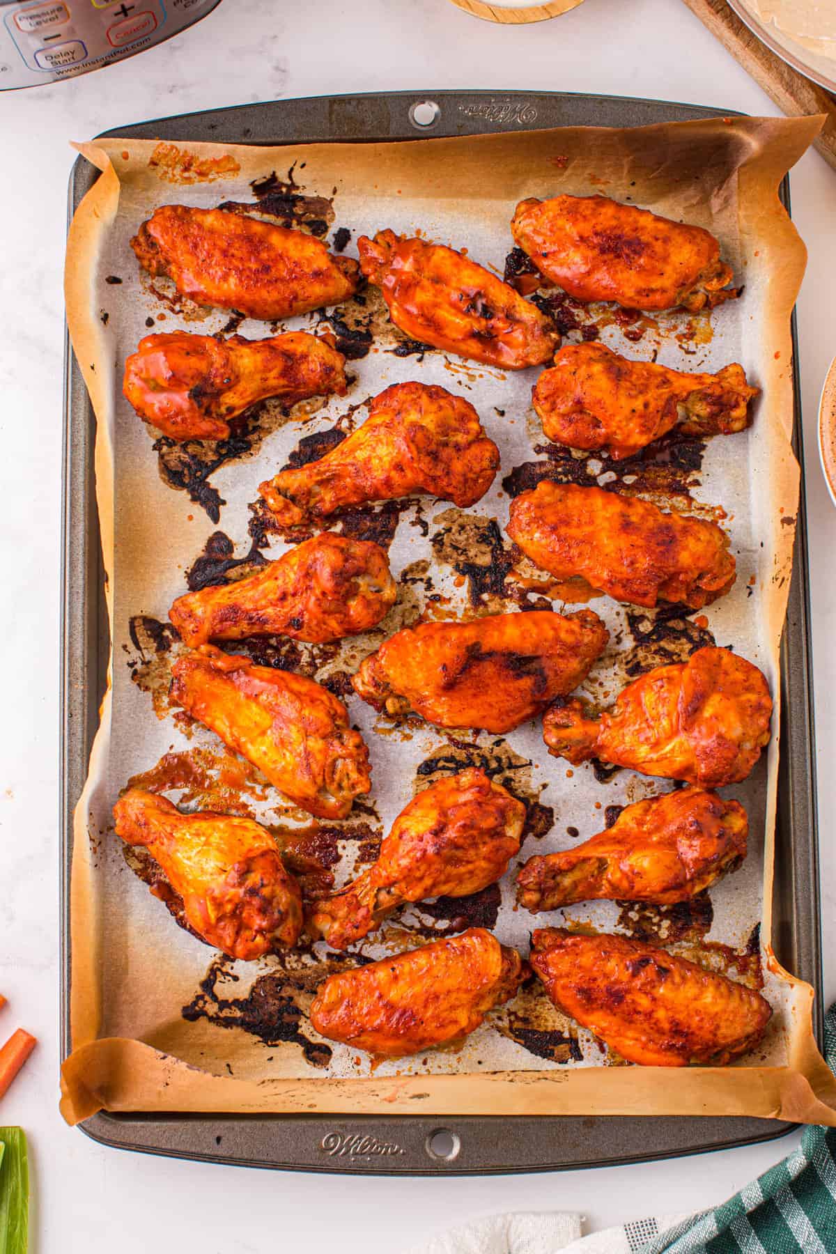 Instant Pot Buffalo Wings on Sheet Pan