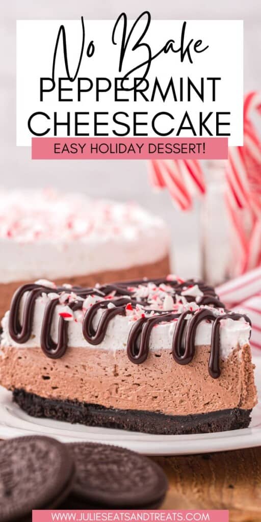 No Bake Peppermint Cheesecake JET Pin Image