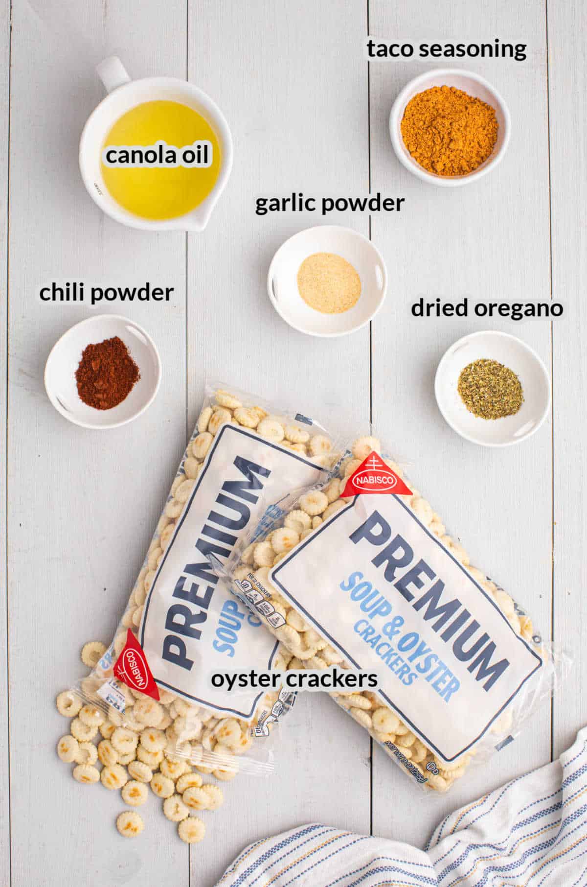 Taco Seasoned Oyster Crackers Overhead Image of Ingredients
