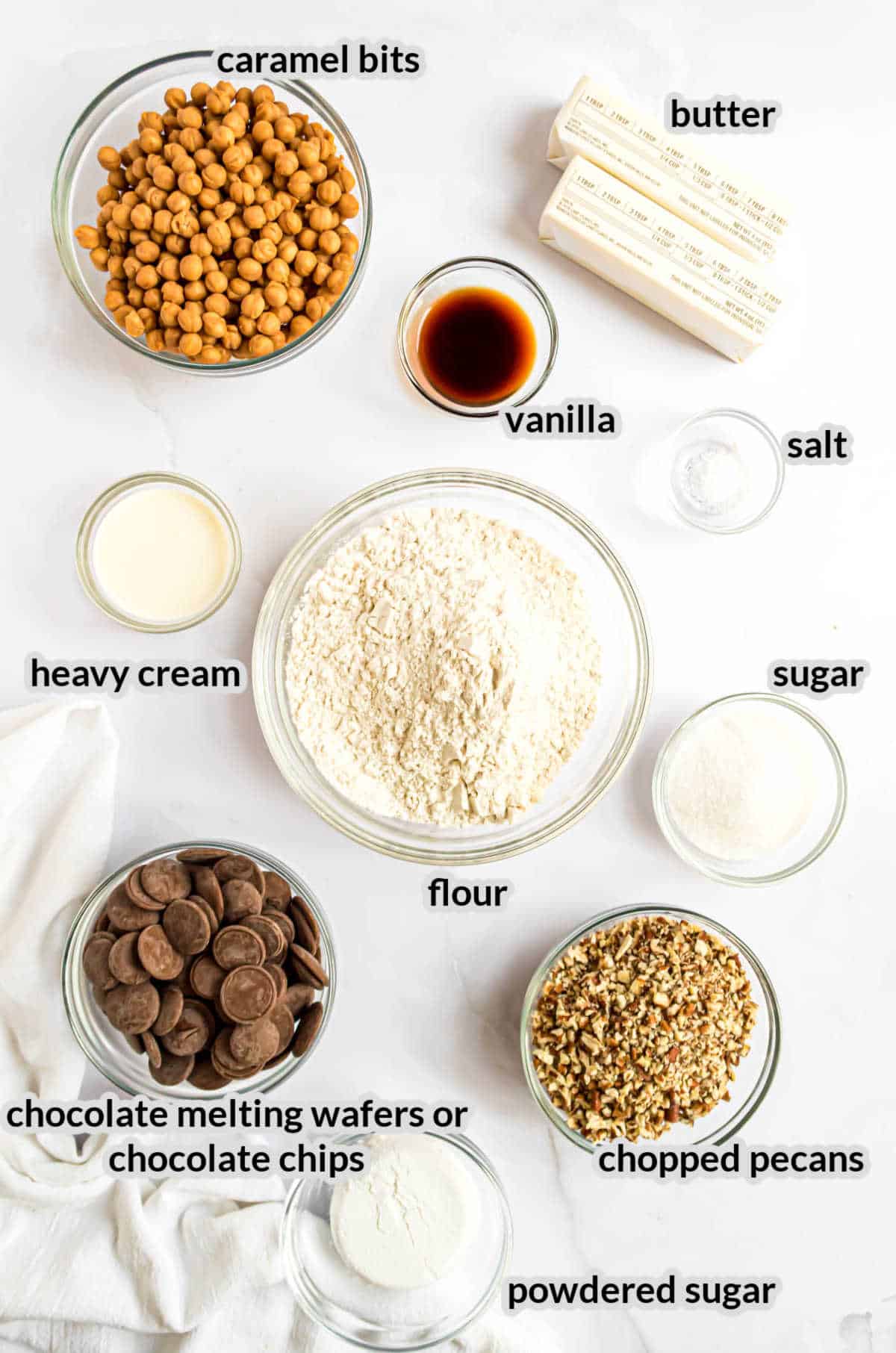 Overhead image of Turtle Cookie Cups Ingredients