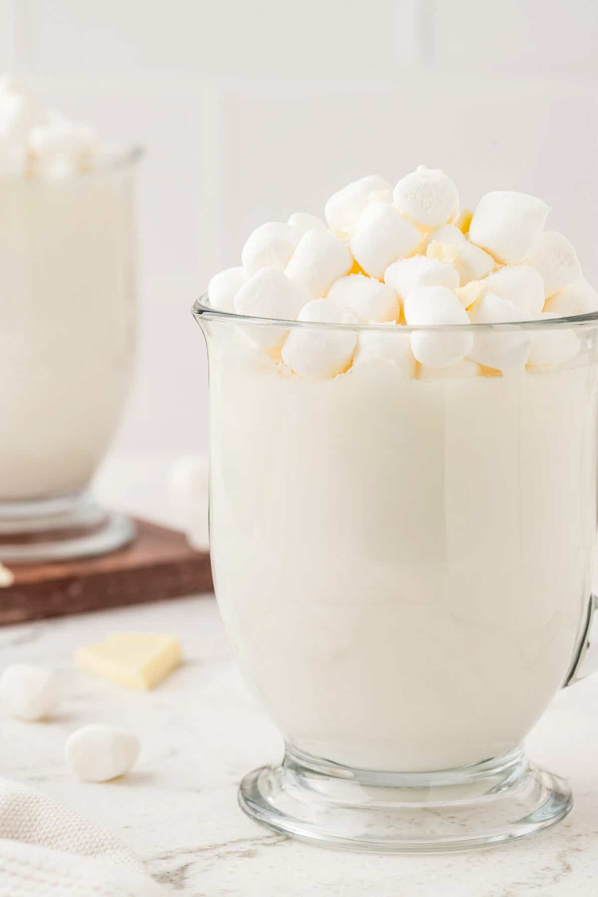 Easy White Hot Chocolate in clear mug