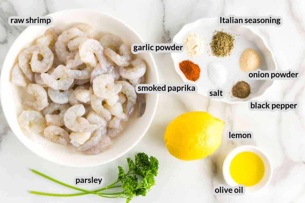 Air Fryer Shrimp Ingredients in bowls
