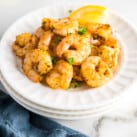 Air Fryer Shrimp Recipe on white plate