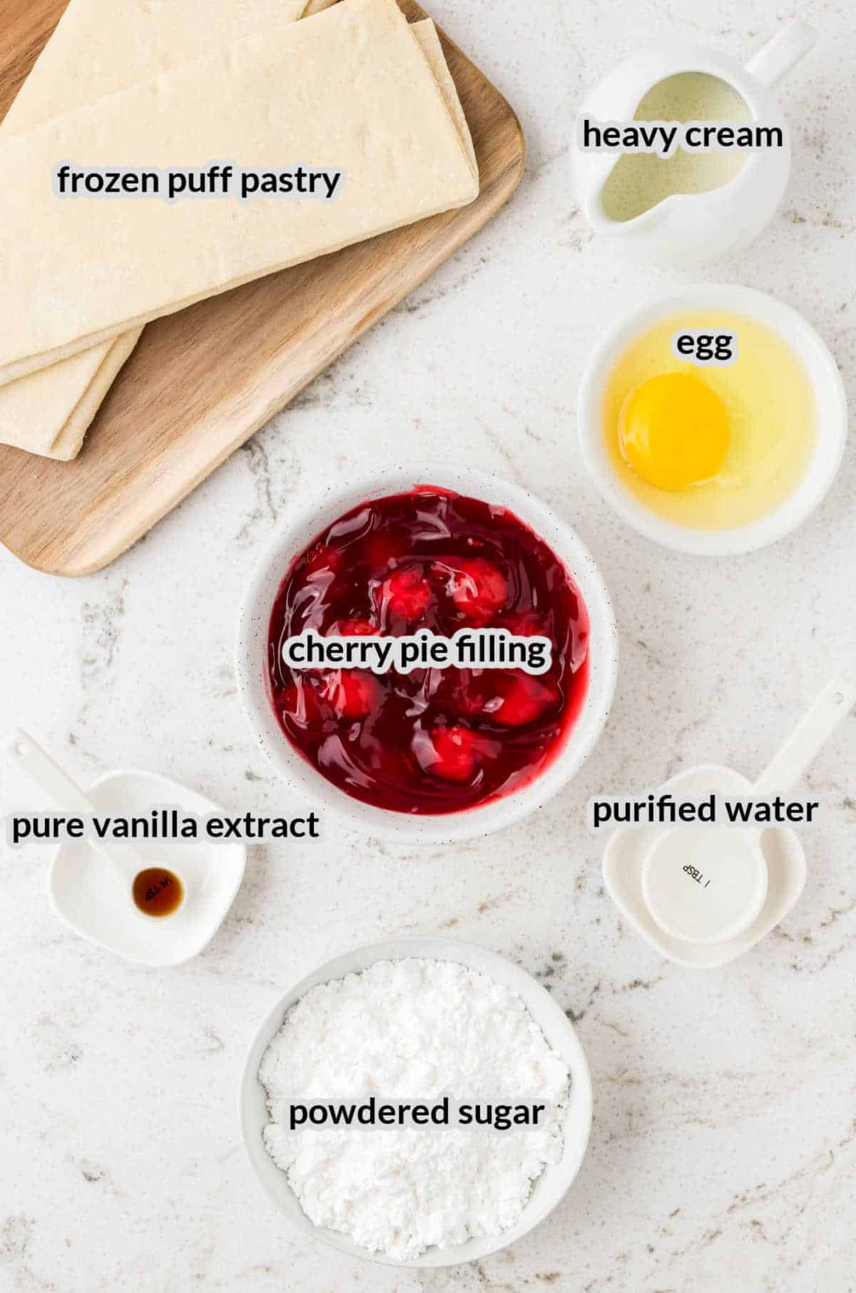 Overhead Image of Cherry Turnover Ingredients