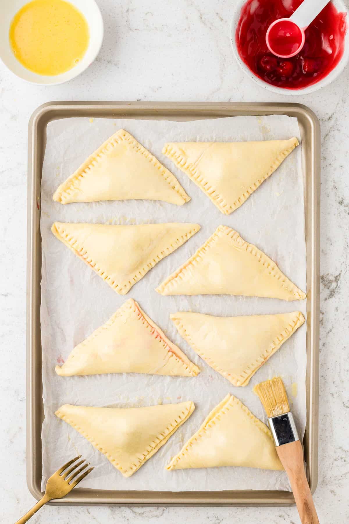 Easy Cherry Turnovers Folded and Creased with Fork