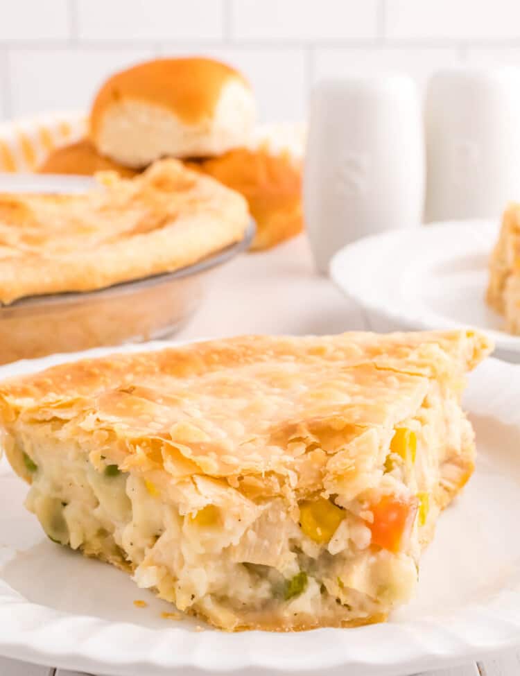 Chicken Pot Pie Slice on white plate