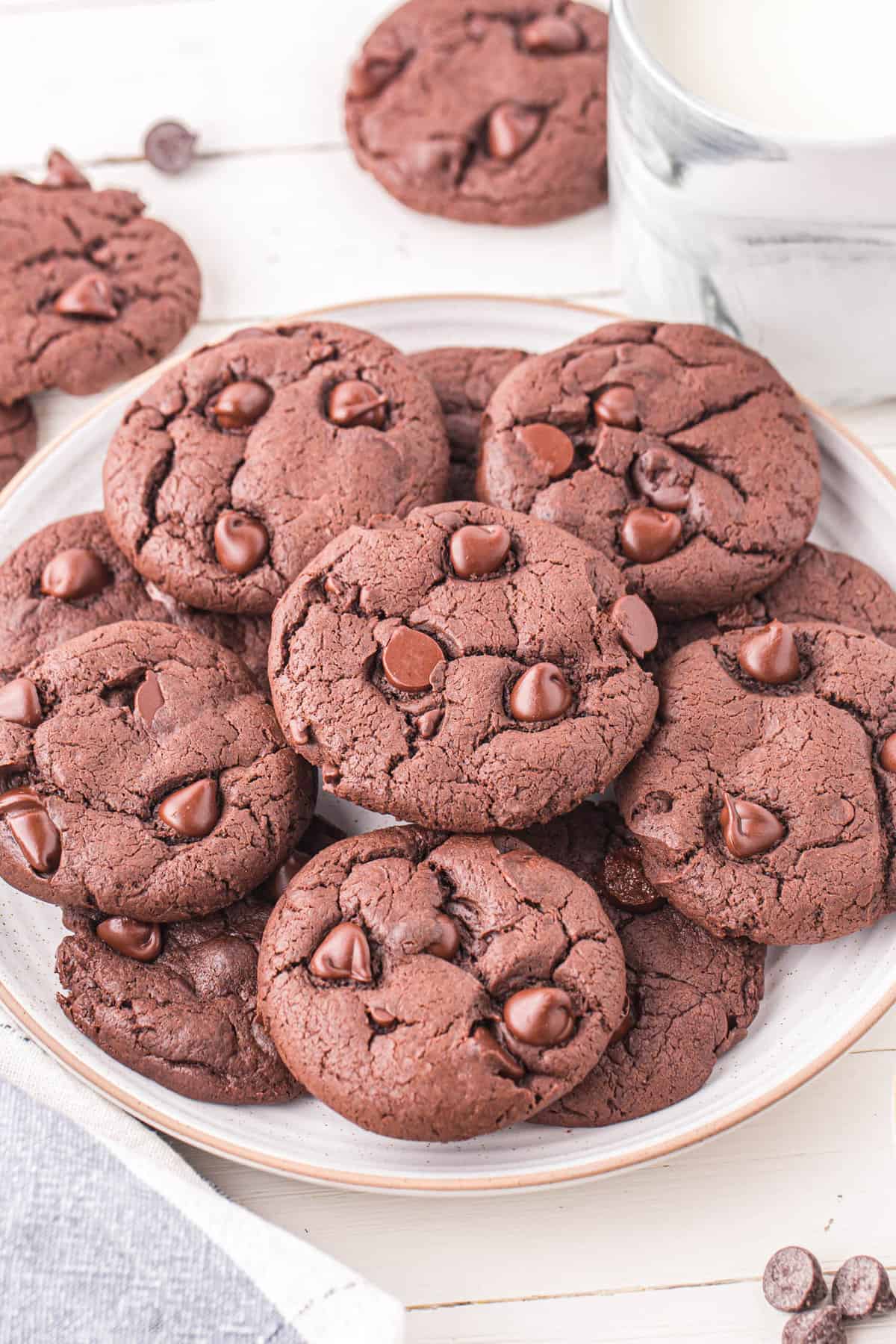 Cake Mix Chocolate Cookies on White Plate