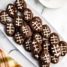 Square Image of Football Schotcheroos Stacked on Platter