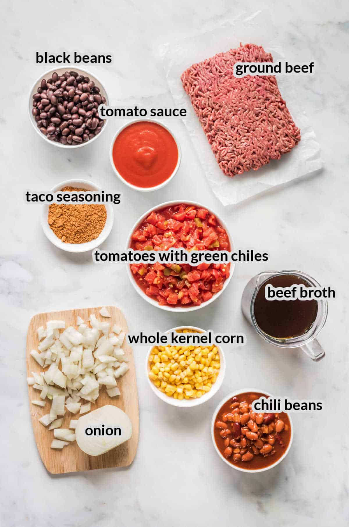 Overhead Image of Instant Pot Taco Soup Ingredients