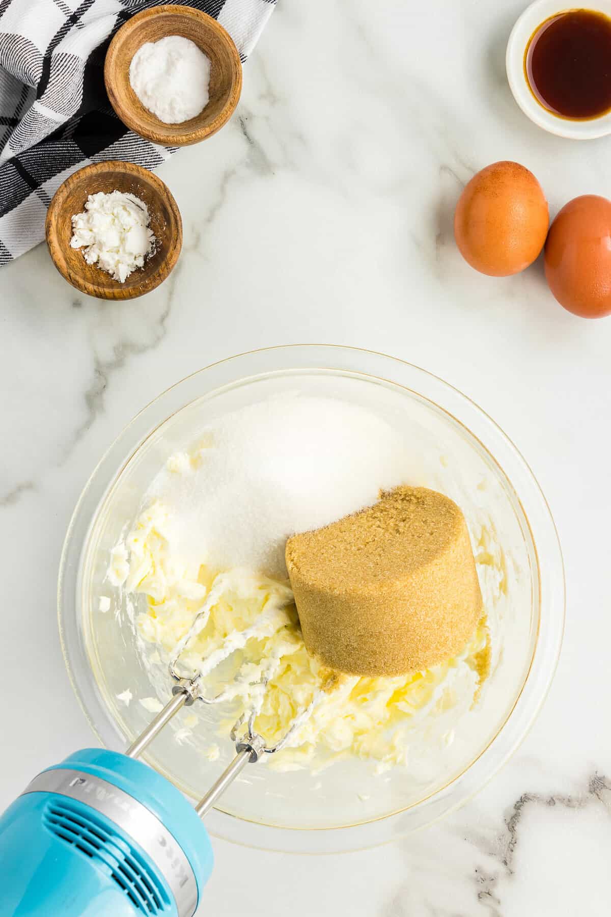 Chocolate Chip Skillet Cookie Recipe with Ingredients in Bowl