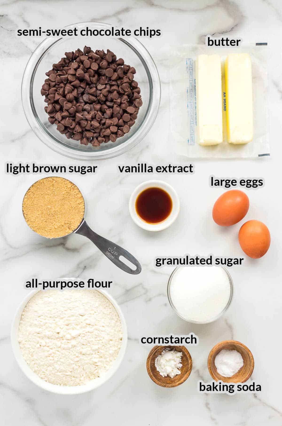 Pizookie Cast Iron Skillet Recipe Ingredients Overhead Image