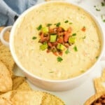 Overhead Square Image of Queso Dip Recipe