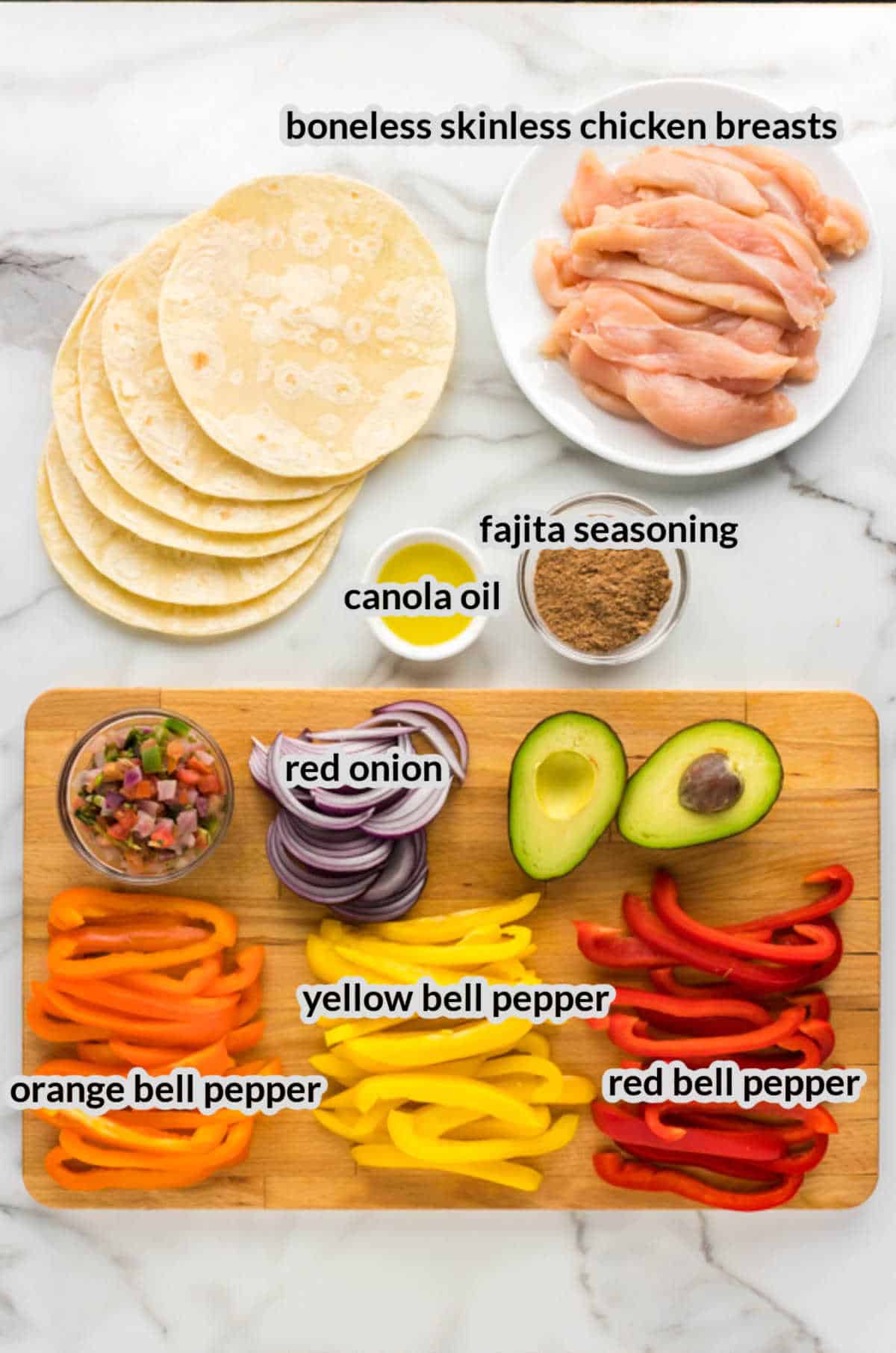 Overhead Image of Air Fryer Chicken Fajitas