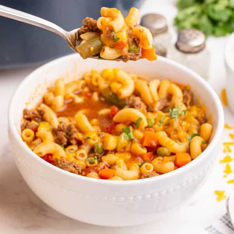 Square Image of Hamburger Macaroni Soup Recipe