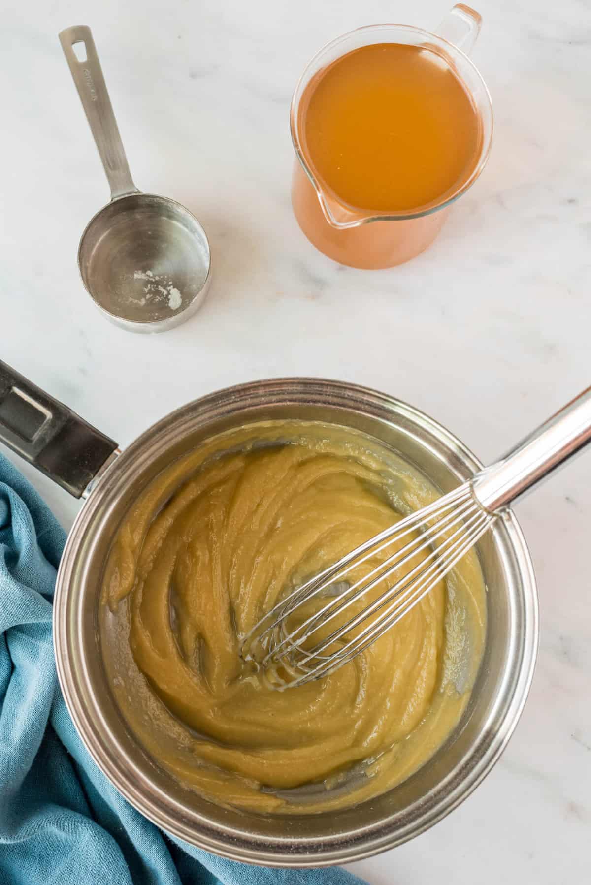 Adding Flour to Melted Butter for Cheddar Cheese Soup