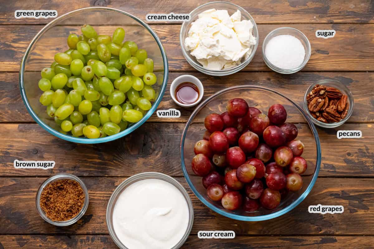 Overhead image of Grape Salad Ingredients